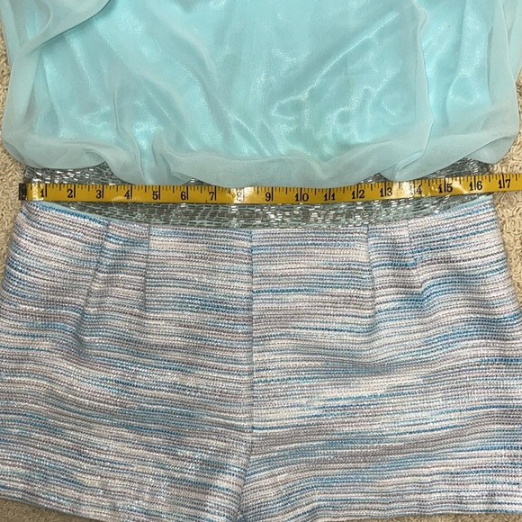 Lovposh Silver Bead Embellished Halter Romper Chiffon & Striped Shorts Sz Large - Picture 5 of 13